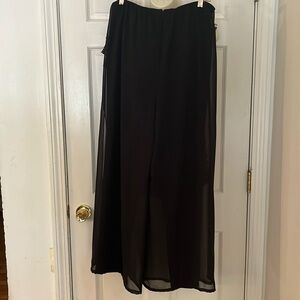 Alex Evening size XL black wide slit leg formal dress pants with sheer overlay